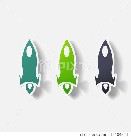 Paper clipped sticker: rocket 15584894