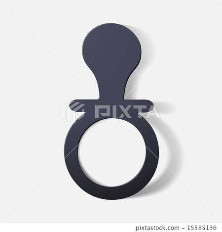 Paper clipped sticker: baby pacifier, soother Paper clipped sticker: baby pacifier, soother 15585136