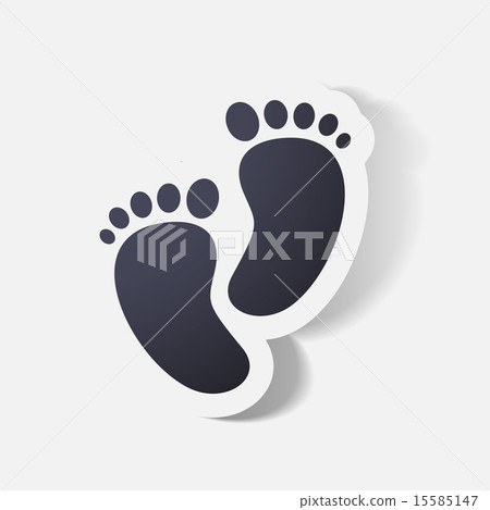 Paper clipped sticker: Footprint symbol. Paper clipped sticker: Footprint symbol. 15585147