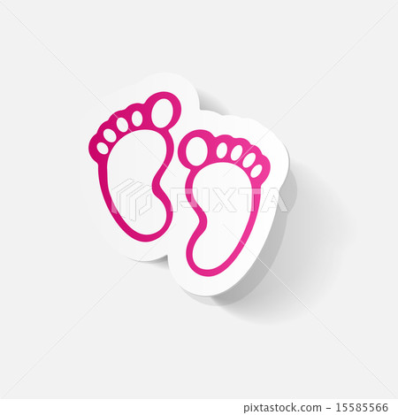Paper clipped sticker: Footprint symbol Paper clipped sticker: Footprint symbol 15585566