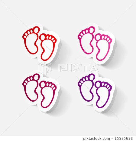 Paper clipped sticker: Footprint symbol Paper clipped sticker: Footprint symbol 15585658