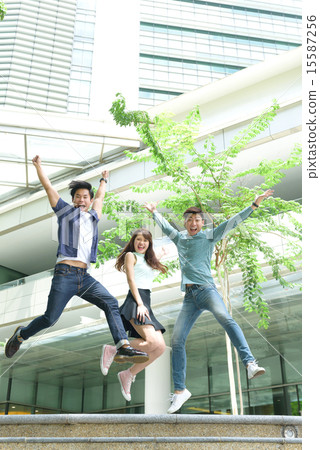 Chinese students jumping 15587256