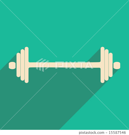 Flat with shadow icon and mobile applacation barbell 15587546