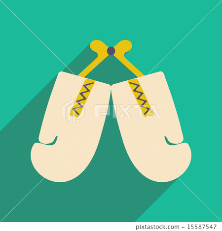 Flat with shadow icon and mobile applacation boxing gloves 15587547