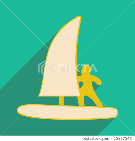 Flat with shadow icon and mobile applacation windsurfing 15587548