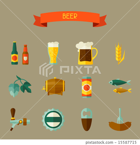 Beer icon and objects set for design 15587715