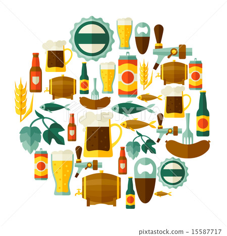 Background design with beer icons and objects 15587717