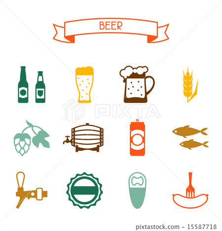 Beer icon and objects set for design 15587718