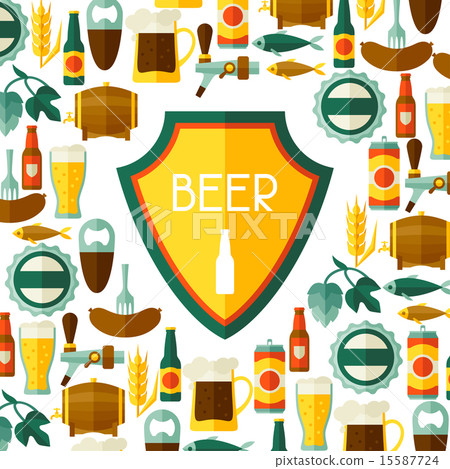Background design with beer icons and objects 15587724