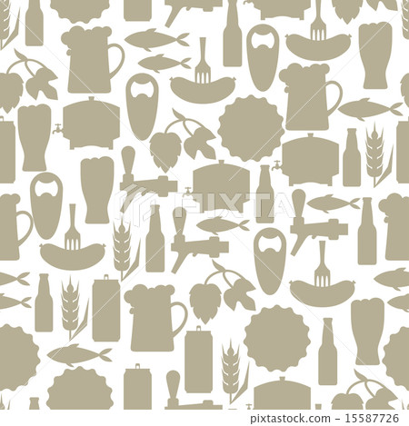 Seamless pattern with beer icons and objects 15587726