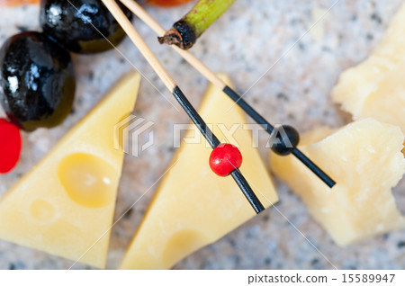 mix cold cut on a stone with fresh pears mix cold cut on a stone with fresh pears 15589947