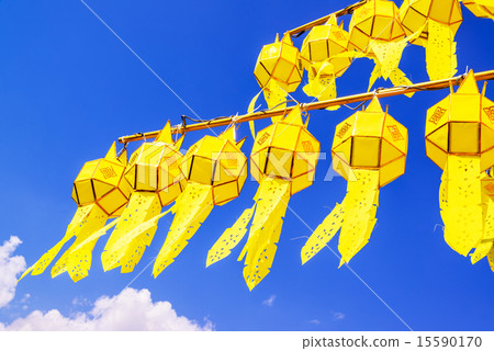 Yellow Lanterns against blue sky in celebrate 15590170