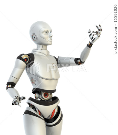 Robot holds something in his hand Robot holds something in his hand 15591026