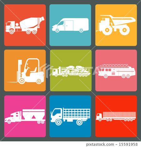 Set of nine icons of trucks Set of nine icons of trucks 15591958