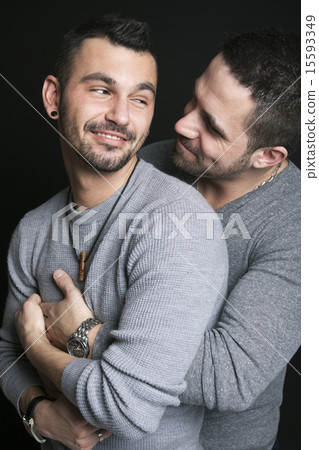Gay couple on black background Gay couple on black background 15593349