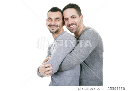 A homosexual couple over a white background 15593350