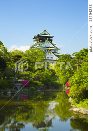 Fresh green Osaka Castle castle tower 15594288