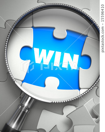 Win - Missing Puzzle Piece through Magnifier. Win - Missing Puzzle Piece through Magnifier. 15596410