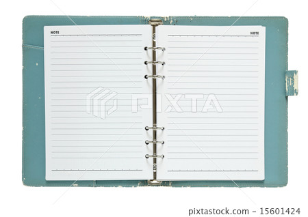 old notebook open isolated on white old notebook open isolated on white 15601424