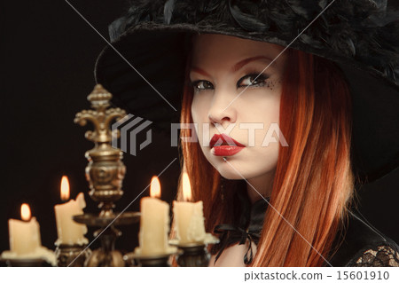 Gothic girl with candles Gothic girl with candles 15601910