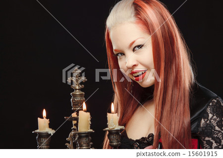 Gothic girl with candles Gothic girl with candles 15601915