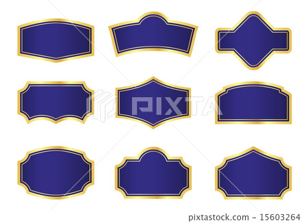 Dark Blue Vine Labels with Gold Frame Dark Blue Vine Labels with Gold Frame 15603264