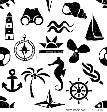 seamless doodle marine pattern 15603480