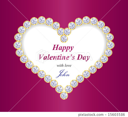 Valentine greeting card with heart from diamonds Valentine greeting card with heart from diamonds 15603586