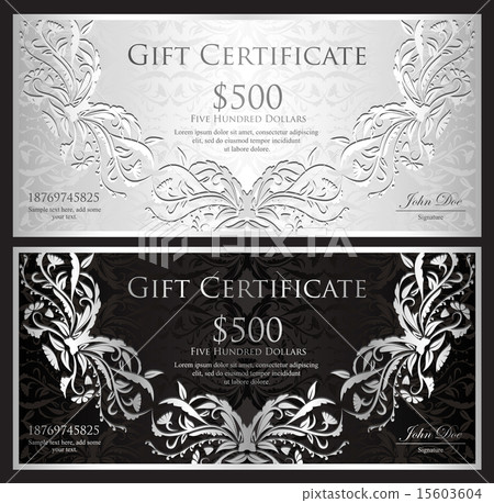 Luxury silver gift certificate in vintage style 15603604