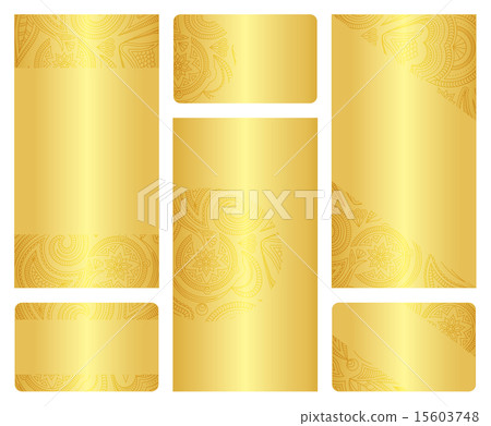 Set of golden leaflet and business card templates. Set of golden leaflet and business card templates. 15603748