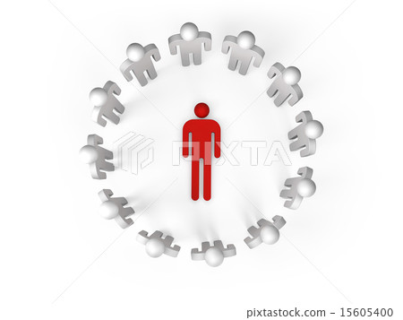 3d people stand in ring with one lying person 15605400