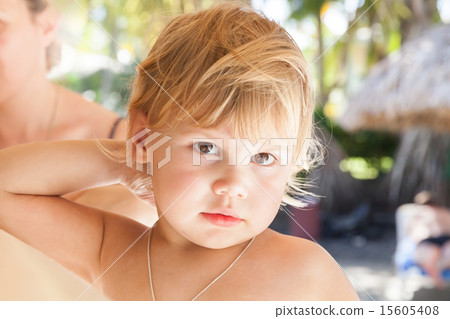 Closeup portrait of cute blond Caucasian baby girl Closeup portrait of cute blond Caucasian baby girl 15605408