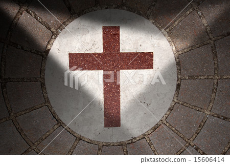 Porphyry Stone Floor with Marble Cross 15606414
