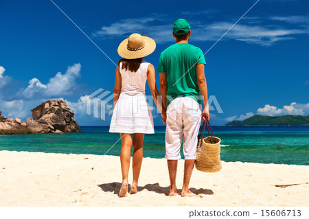 Couple on a beach at Seychelles Couple on a beach at Seychelles 15606713