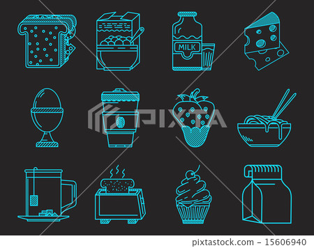 Breakfast blue icons vector collection Breakfast blue icons vector collection 15606940