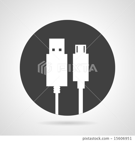 USB plug black round vector icon 15606951