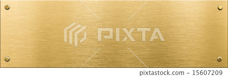 gold metal plaque or nameboard with rivets  15607209