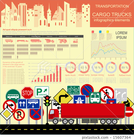 Cargo transportation infographics, trucks, lorry Cargo transportation infographics, trucks, lorry 15607364