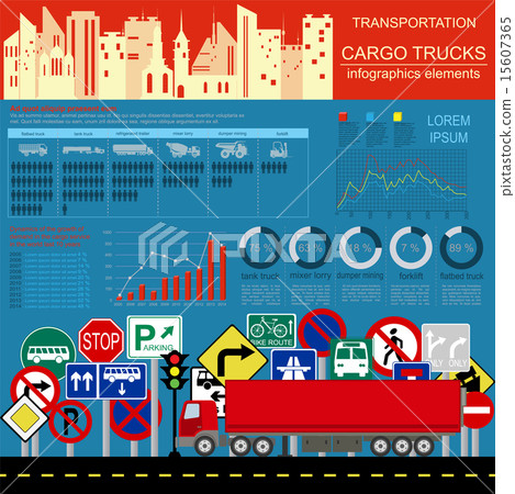 Cargo transportation infographics, trucks, lorry 15607365