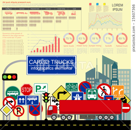 Cargo transportation infographics, trucks, lorry Cargo transportation infographics, trucks, lorry 15607366