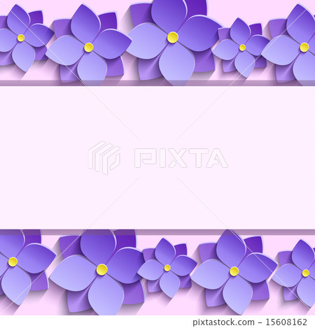 Festive frame with summer 3d flowers violets 15608162