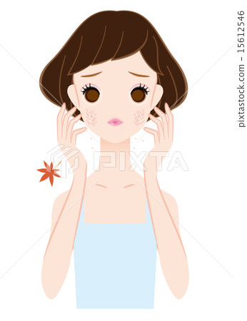 A woman suffering from cheek drying A woman suffering from cheek drying 15612546