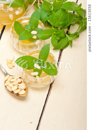 Arab traditional mint and pine nuts tea Arab traditional mint and pine nuts tea 15613056
