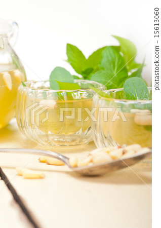 Arab traditional mint and pine nuts tea Arab traditional mint and pine nuts tea 15613060