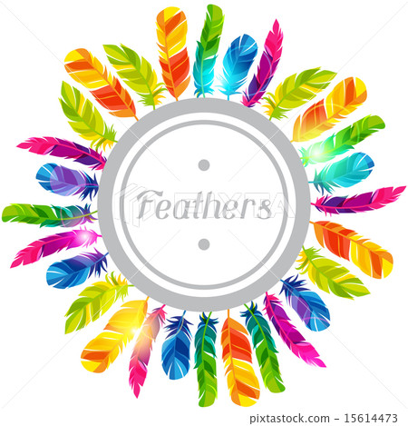 Colorful background with bright abstract transparent feathers 15614473
