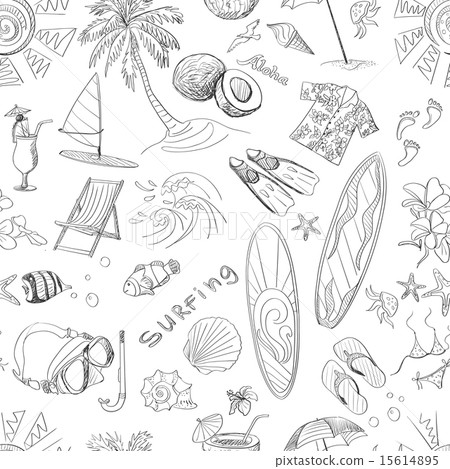 surfing hand draw pattern surfing hand draw pattern 15614895