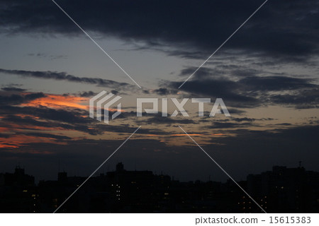 Sunset sky and city silhouette Sunset sky and city silhouette 15615383