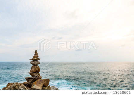 Rock and sea with blue sky  15618601