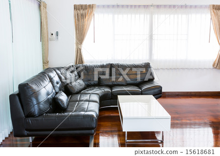 Black sofa in room Black sofa in room 15618681