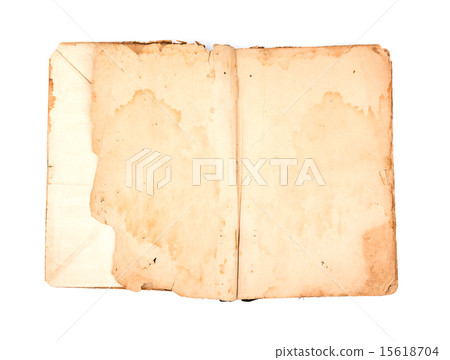 Open old book on white background Open old book on white background 15618704